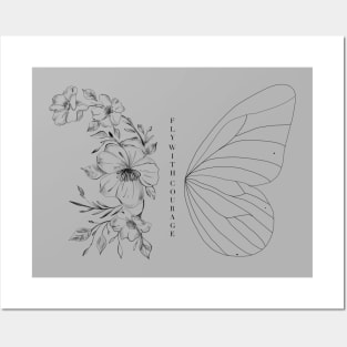 Floral Butterfly Fly with Courage Posters and Art